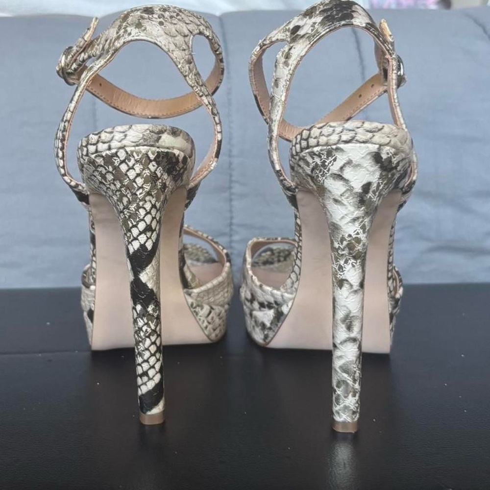 Steve Madden Beige Snake Print Heels - Picture 6 of 6